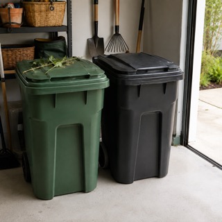 An unexplained photo of trash cans